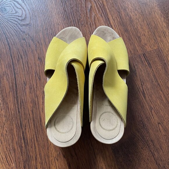No. 6 Store Yellow Frida Wedge Clogs Sandals 39 8 - Picture 3 of 8